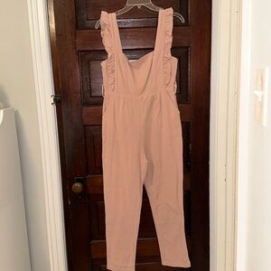 Mauve Linen Jumpsuit with ruffles